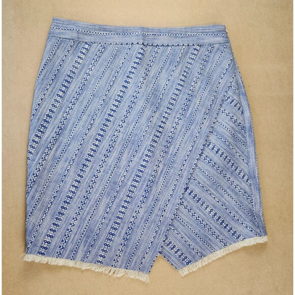 Loft Pencil Skirt Women’s Size 8 Tweed Fringe Faux Wrap Asymmetrical - Picture 1 of 8